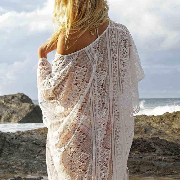 Swim Nwt Crochet Lace Swimsuit Cover Up Maxi Dress Poshmark